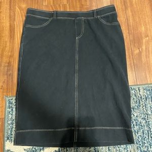 Hard Tail Black Denim Knee Length Pencil Skirt